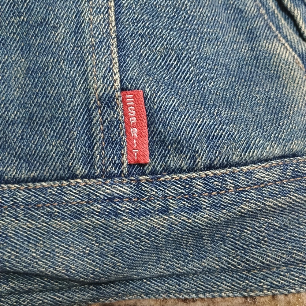 Vintage Y2K Reversible Esprit Fur Lined Denim Jean Vest Women's Size Small - Picture 2 of 7